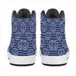 Nautical Anchor Pattern Print High Top Leather Sneakers