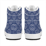 Nautical Anchor Pattern Print High Top Leather Sneakers