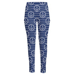 Nautical Anchor Pattern Print High-Waisted Pocket Leggings