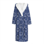 Nautical Anchor Pattern Print Hooded Bathrobe