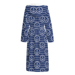 Nautical Anchor Pattern Print Hooded Bathrobe