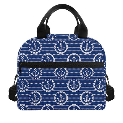 Nautical Anchor Pattern Print Insulated Lunch Bag