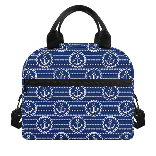 Nautical Anchor Pattern Print Insulated Lunch Bag