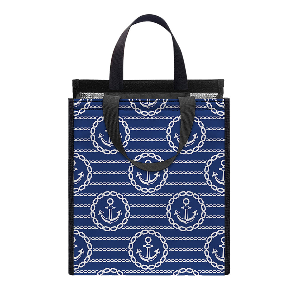Nautical Anchor Pattern Print Insulated Lunch Tote