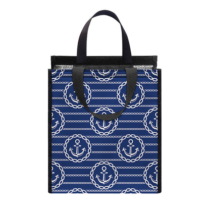 Nautical Anchor Pattern Print Insulated Lunch Tote