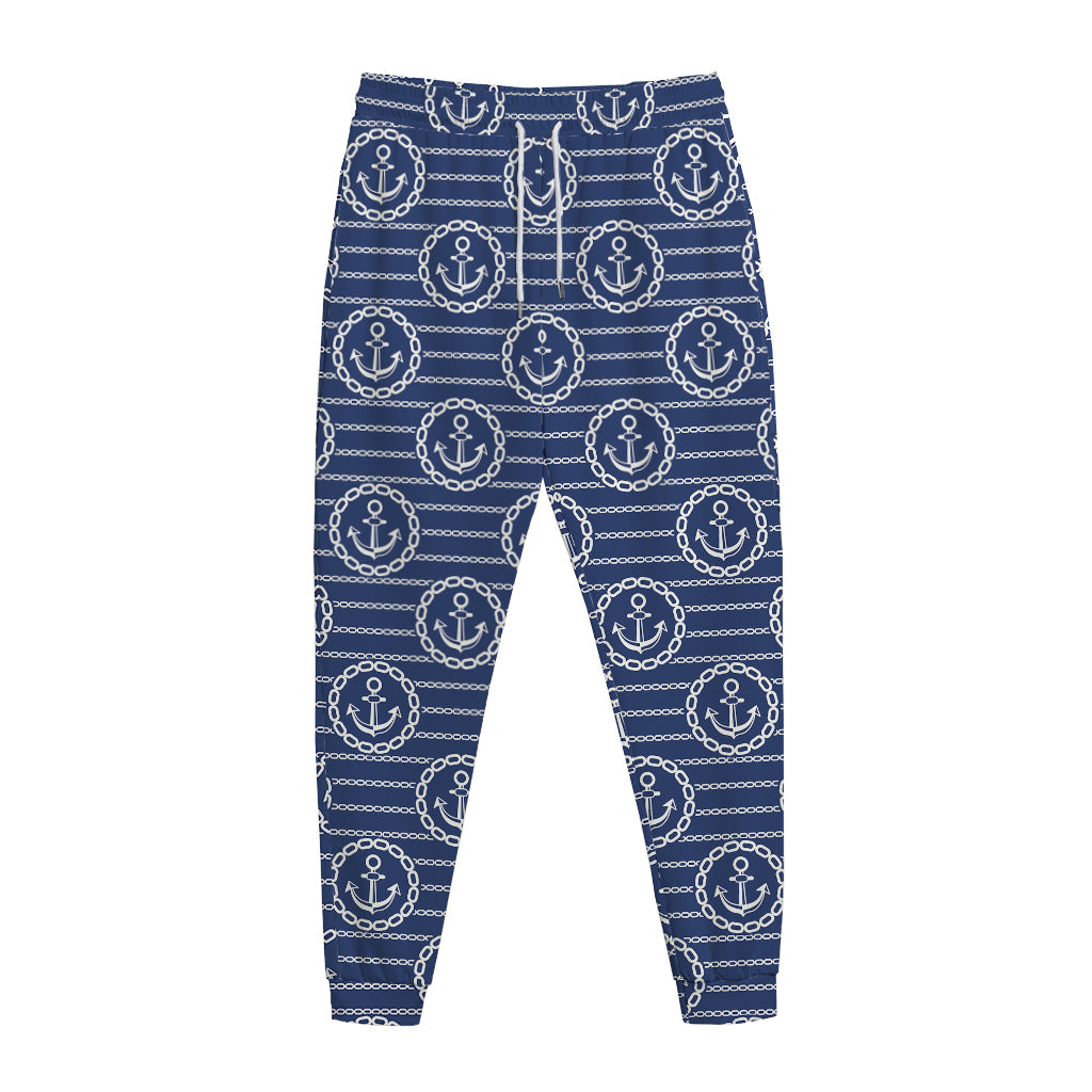Nautical Anchor Pattern Print Jogger Pants