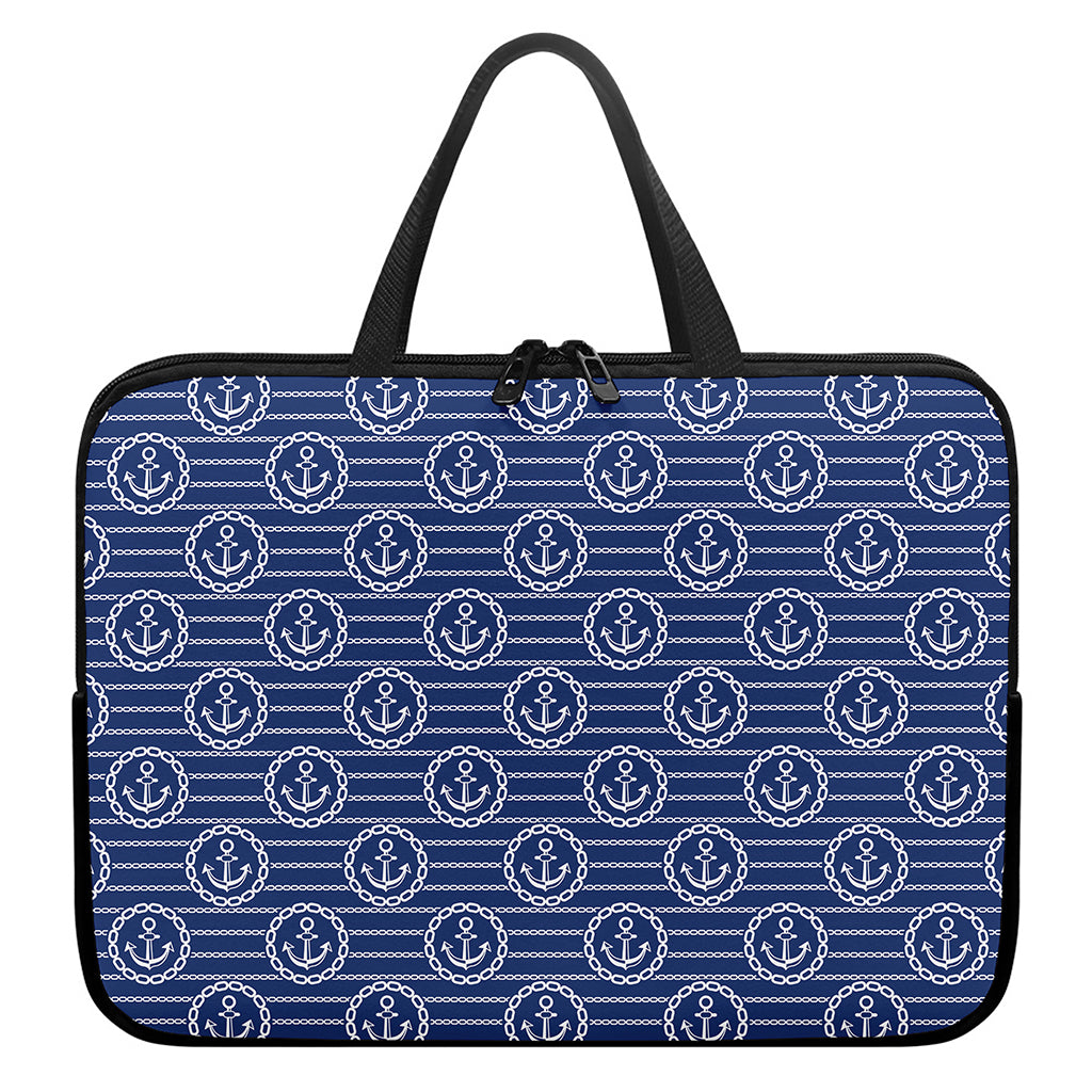 Nautical Anchor Pattern Print Laptop Sleeve With Handle