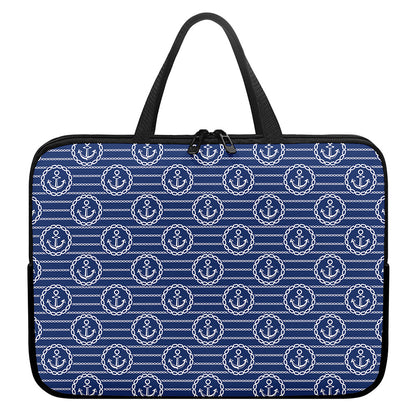 Nautical Anchor Pattern Print Laptop Sleeve With Handle