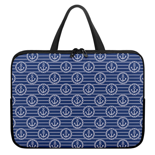 Nautical Anchor Pattern Print Laptop Sleeve With Handle