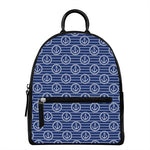 Nautical Anchor Pattern Print Leather Backpack