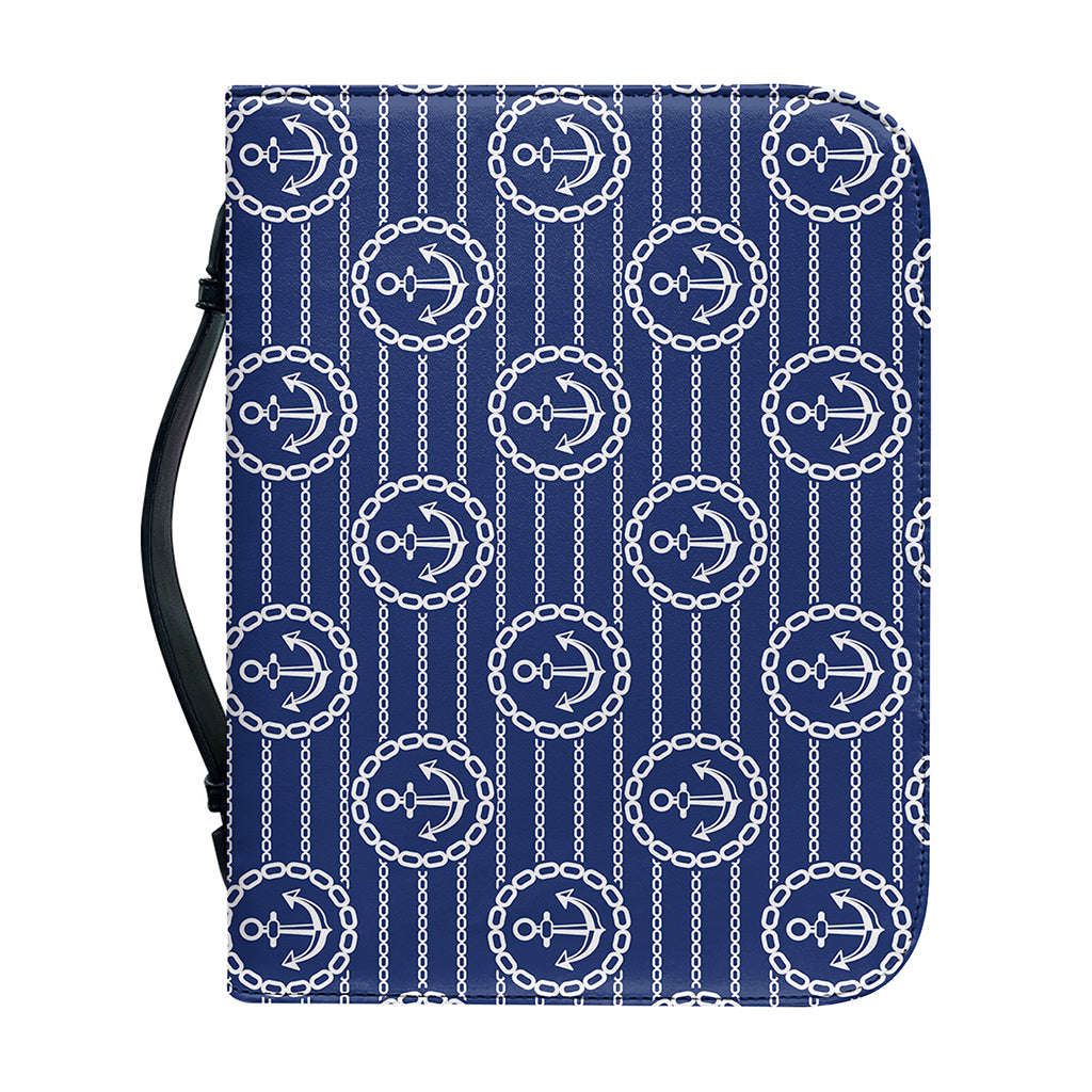 Nautical Anchor Pattern Print Leather Bible Cover