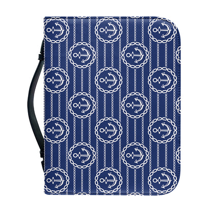 Nautical Anchor Pattern Print Leather Bible Cover