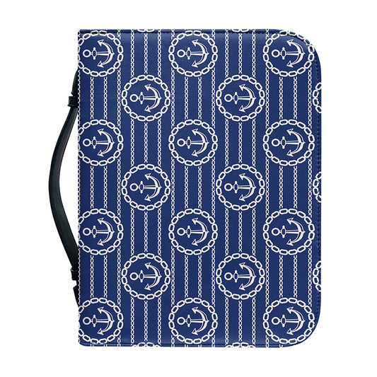 Nautical Anchor Pattern Print Leather Bible Cover