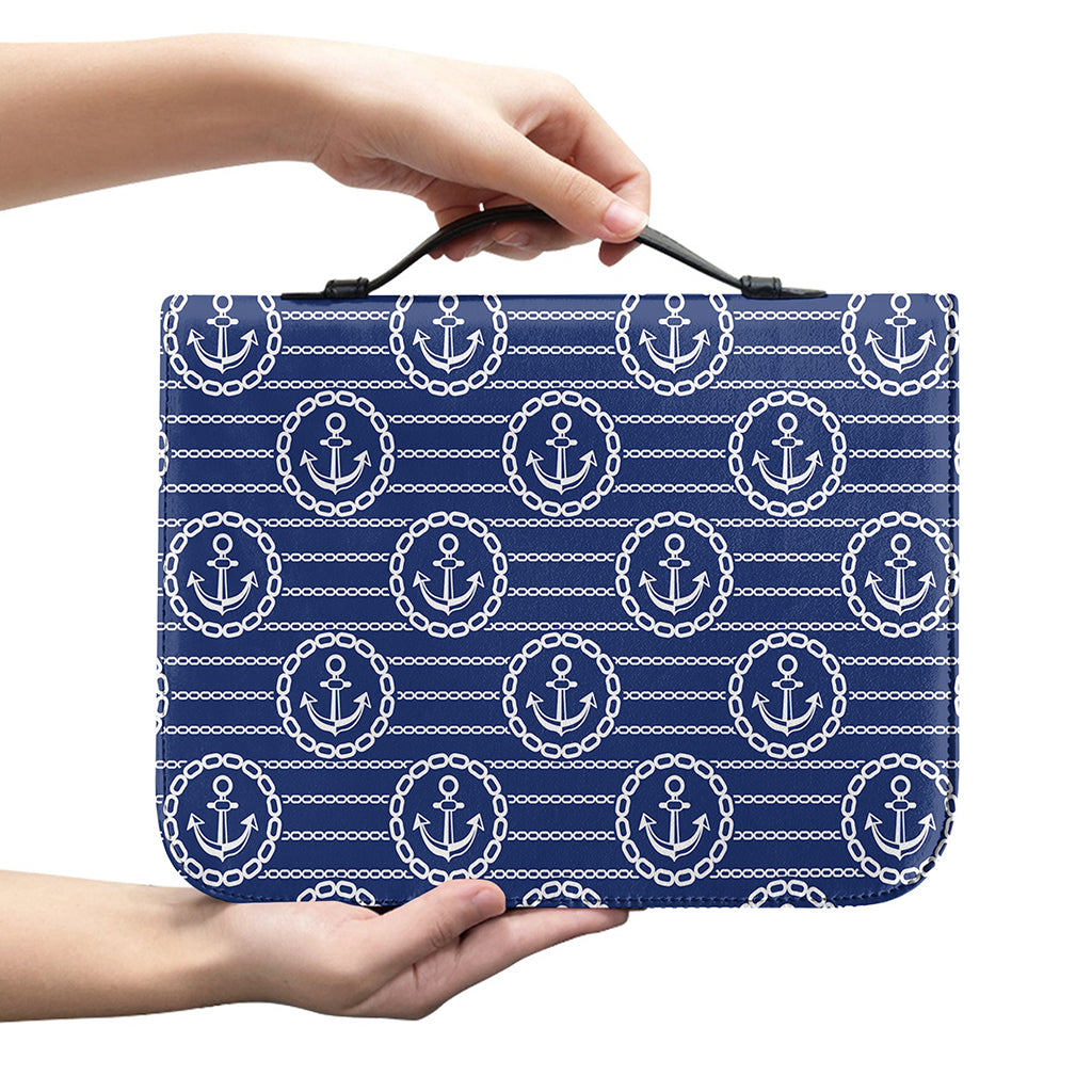 Nautical Anchor Pattern Print Leather Bible Cover