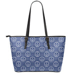 Nautical Anchor Pattern Print Leather Tote Bag