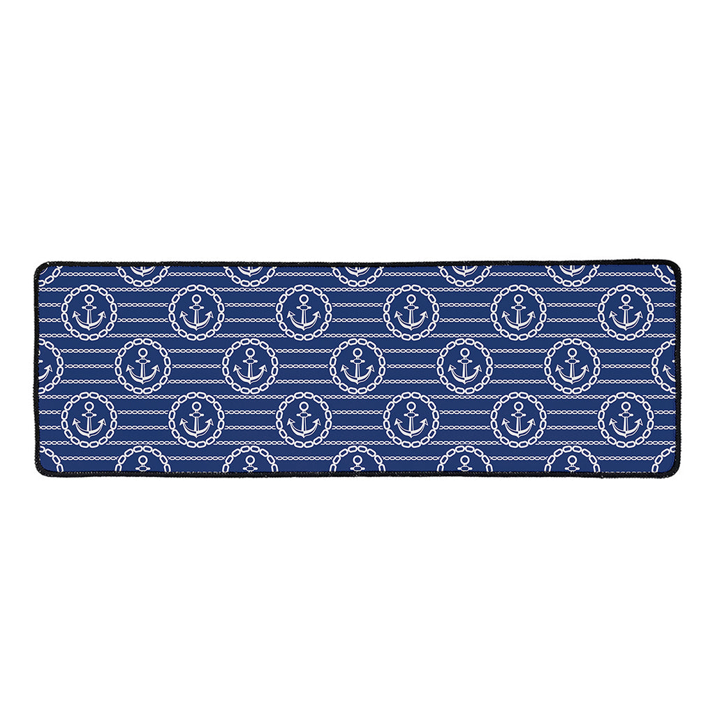 Nautical Anchor Pattern Print Long Kitchen Mat