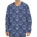 Nautical Anchor Pattern Print Long Sleeve Baseball Jersey
