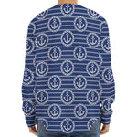 Nautical Anchor Pattern Print Long Sleeve Baseball Jersey