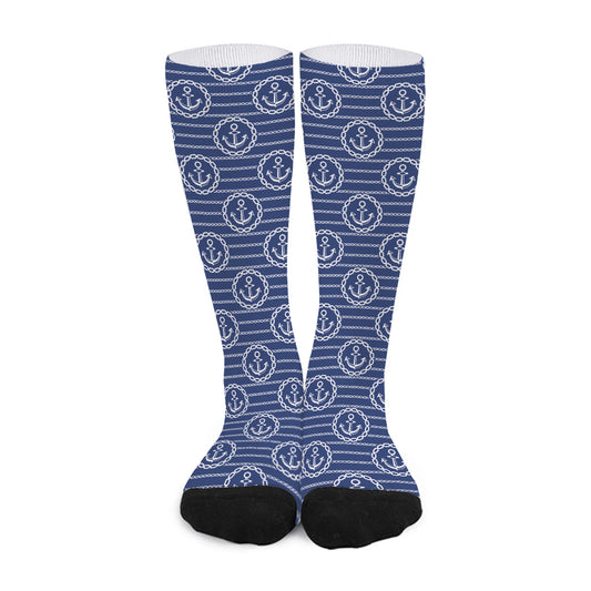 Nautical Anchor Pattern Print Long Socks