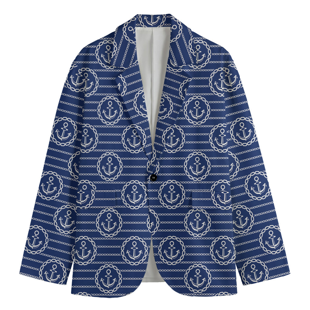 Nautical Anchor Pattern Print Men's Blazer