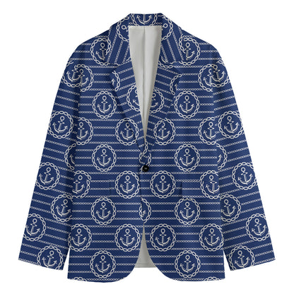Nautical Anchor Pattern Print Men's Blazer