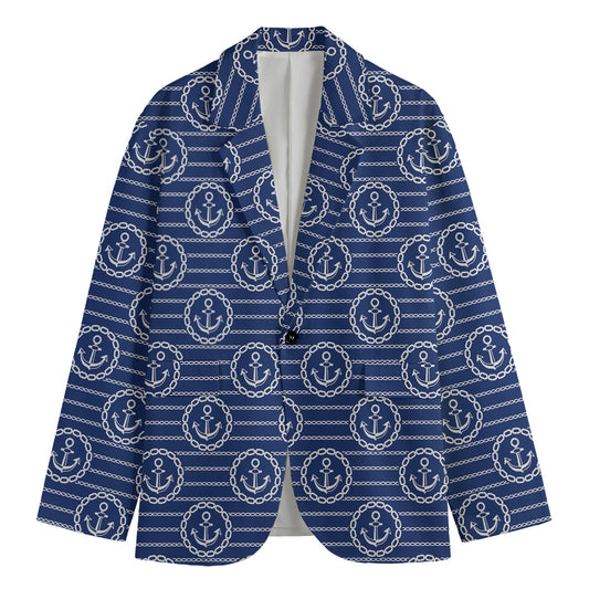 Nautical Anchor Pattern Print Men's Blazer