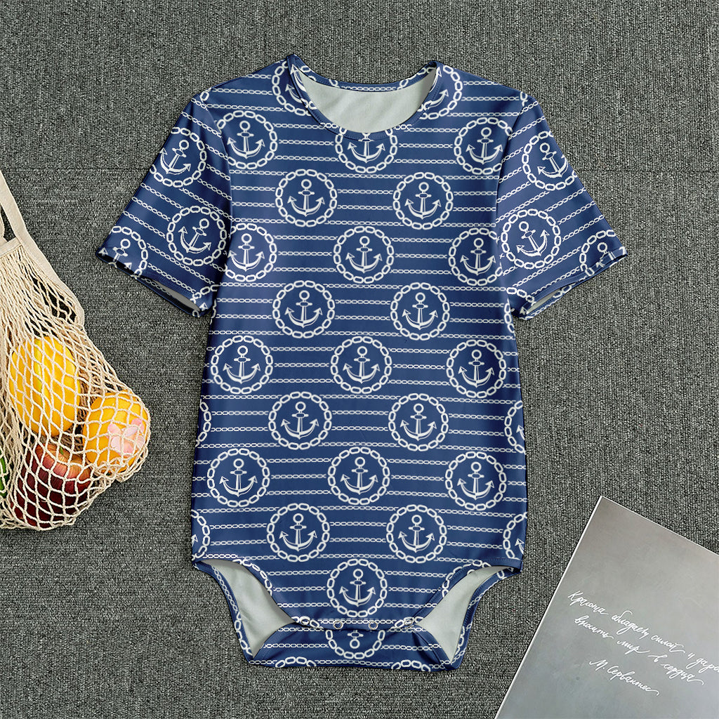 Nautical Anchor Pattern Print Men's Bodysuit
