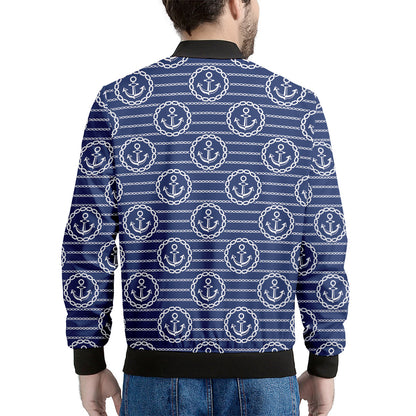 Nautical Anchor Pattern Print Men's Bomber Jacket