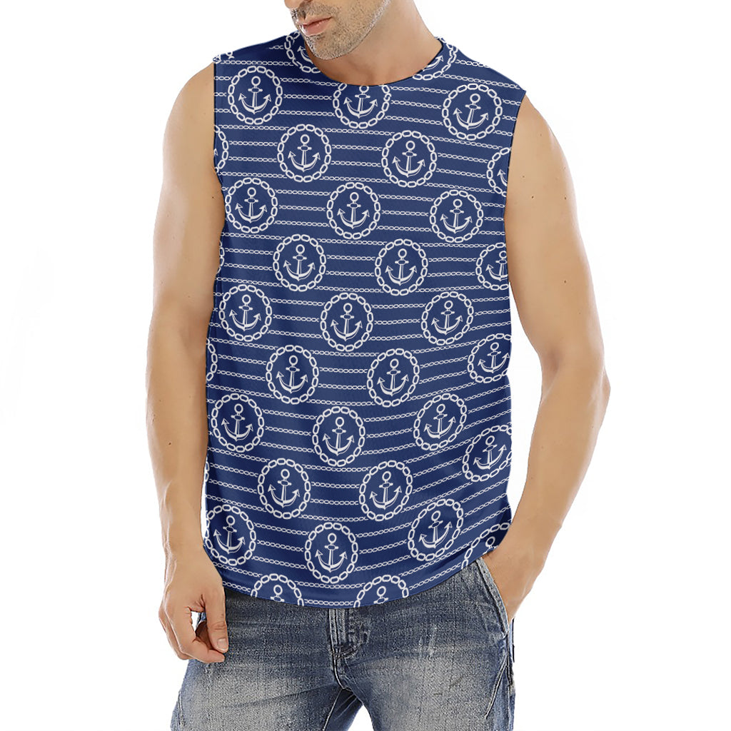 Nautical Anchor Pattern Print Men's Fitness Tank Top