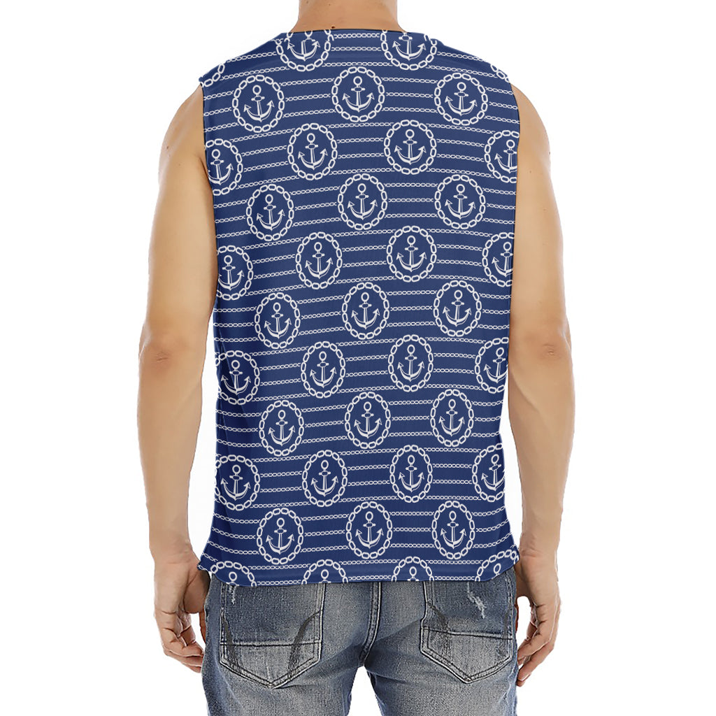 Nautical Anchor Pattern Print Men's Fitness Tank Top