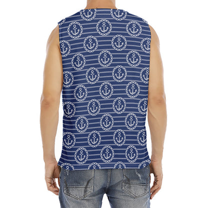 Nautical Anchor Pattern Print Men's Fitness Tank Top