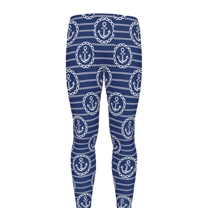 Nautical Anchor Pattern Print Men's leggings