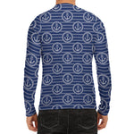 Nautical Anchor Pattern Print Men's Long Sleeve Rash Guard