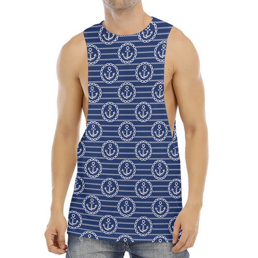 Nautical Anchor Pattern Print Men's Muscle Tank Top