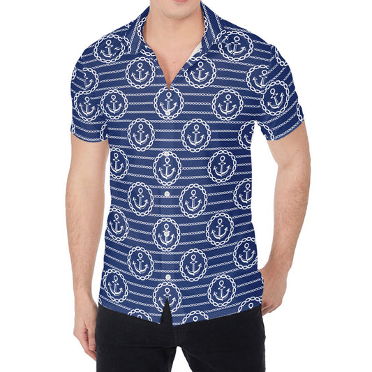Nautical Anchor Pattern Print Men's Shirt