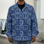 Nautical Anchor Pattern Print Men's Shirt Jacket