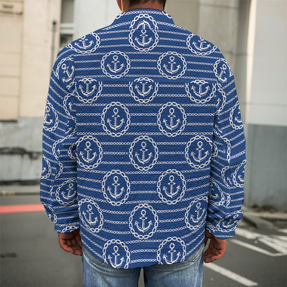 Nautical Anchor Pattern Print Men's Shirt Jacket