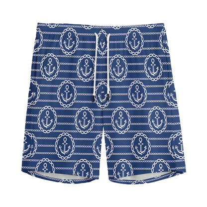 Nautical Anchor Pattern Print Men's Sports Shorts