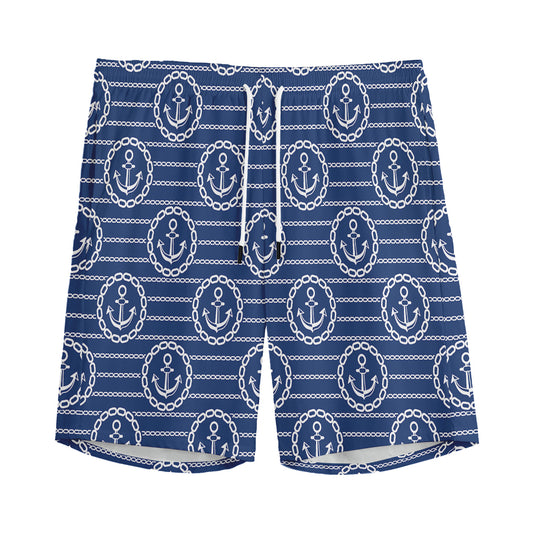 Nautical Anchor Pattern Print Men's Sports Shorts