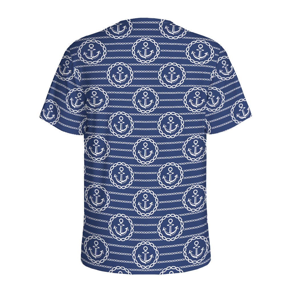 Nautical Anchor Pattern Print Men's Sports T-Shirt