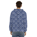 Nautical Anchor Pattern Print Men's Velvet Pullover Hoodie