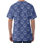 Nautical Anchor Pattern Print Men's Velvet T-Shirt