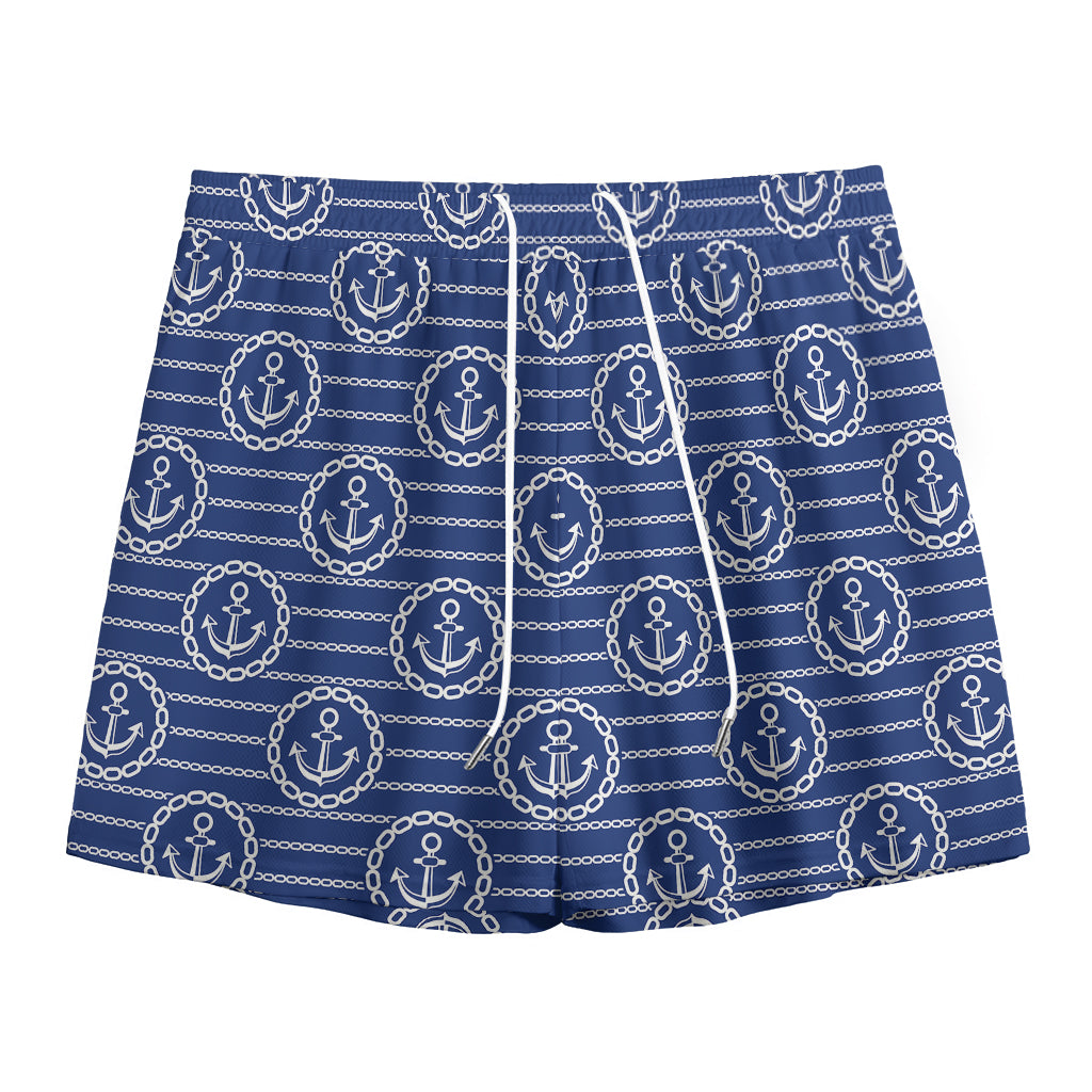 Nautical Anchor Pattern Print Mesh Shorts