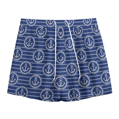 Nautical Anchor Pattern Print Mesh Shorts