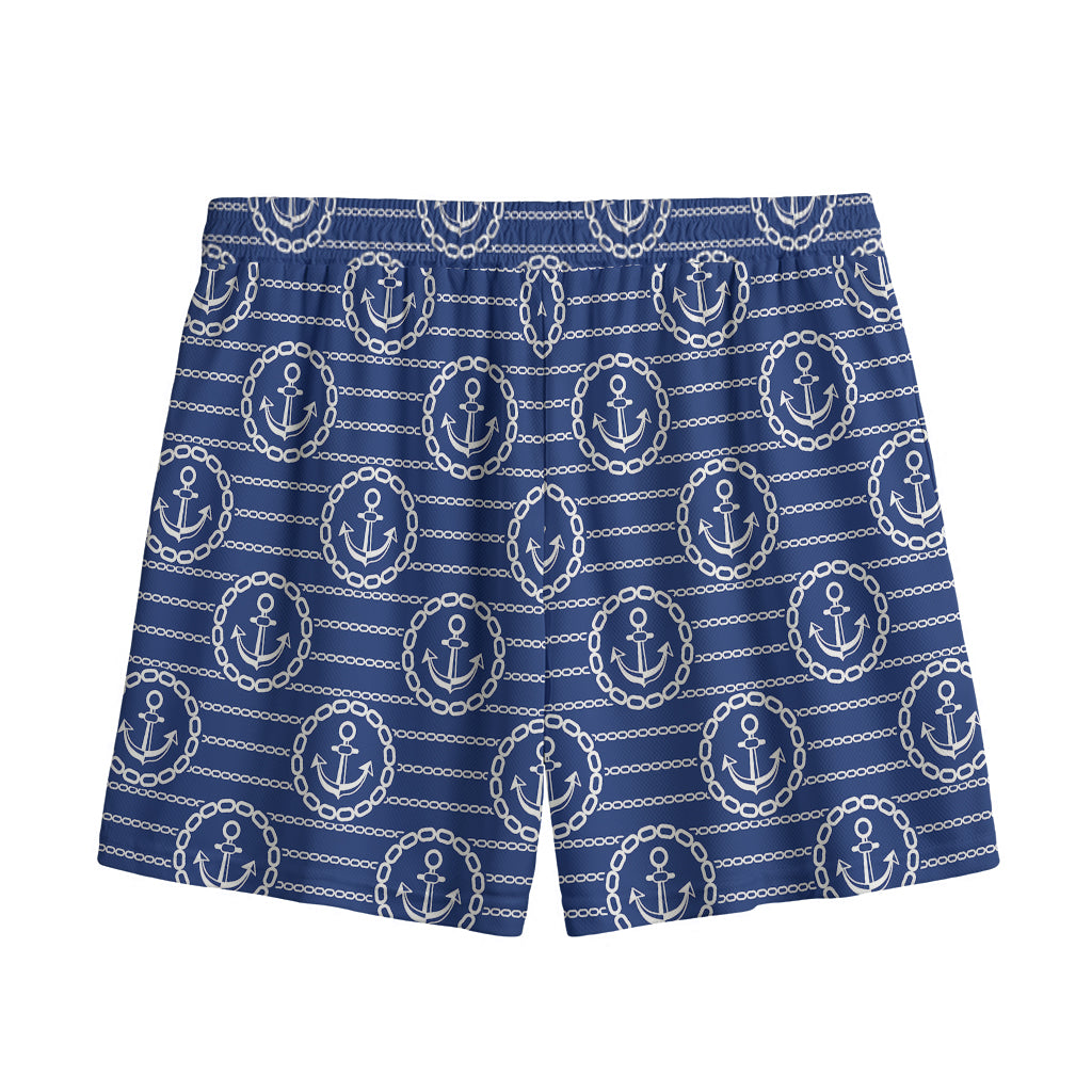Nautical Anchor Pattern Print Mesh Shorts