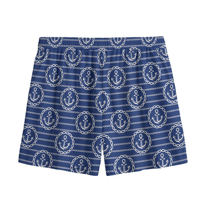 Nautical Anchor Pattern Print Mesh Shorts
