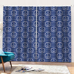 Nautical Anchor Pattern Print Pencil Pleat Curtains