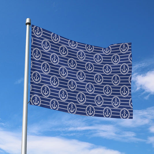 Nautical Anchor Pattern Print Polyester Flag