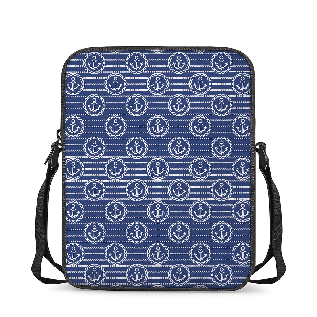 Nautical Anchor Pattern Print Rectangular Crossbody Bag