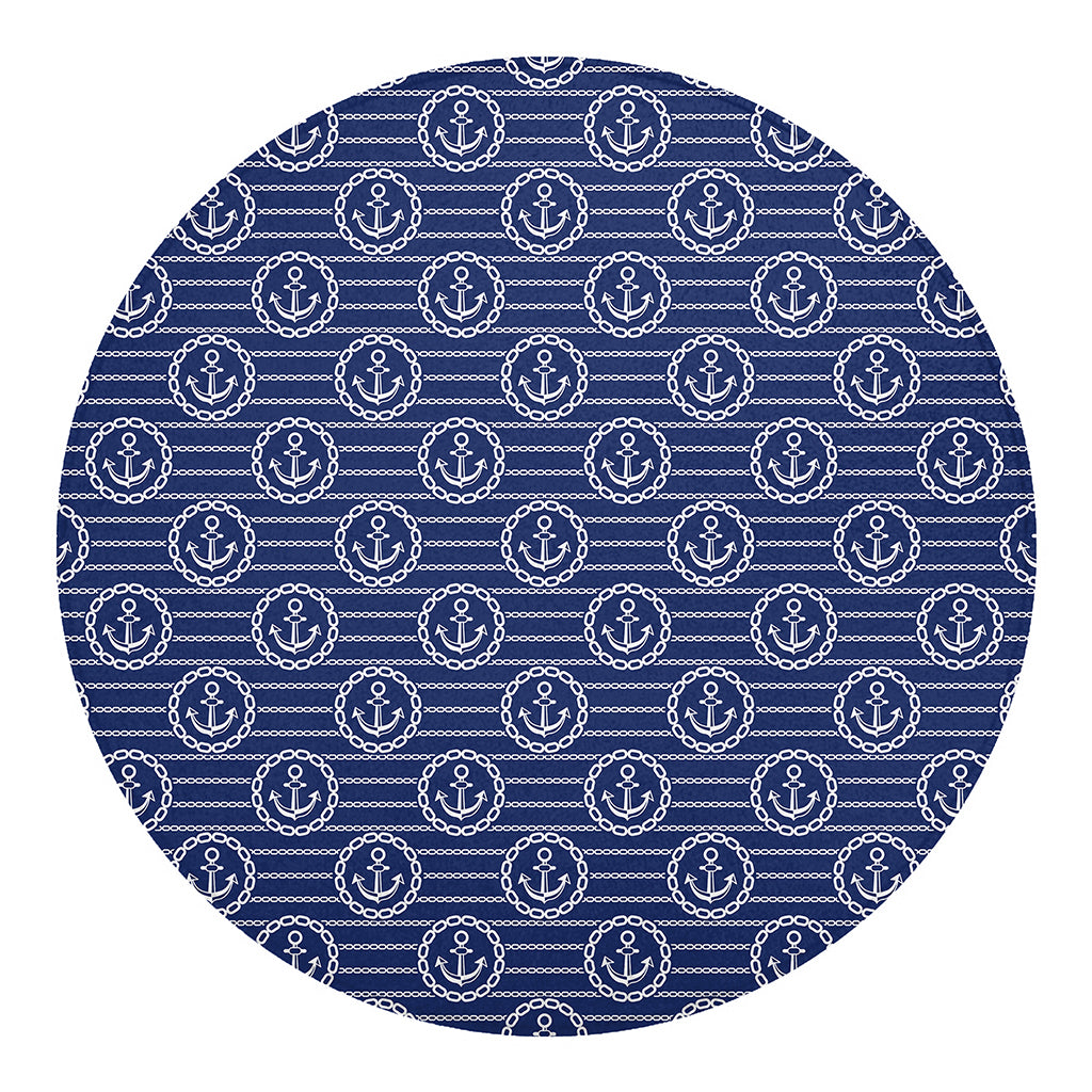 Nautical Anchor Pattern Print Round Blanket